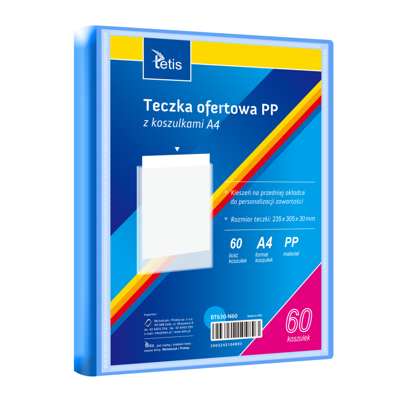 Teczka ofertowa A4 PP 60 koszulek NIEBIESKA BT630-N60 TETIS