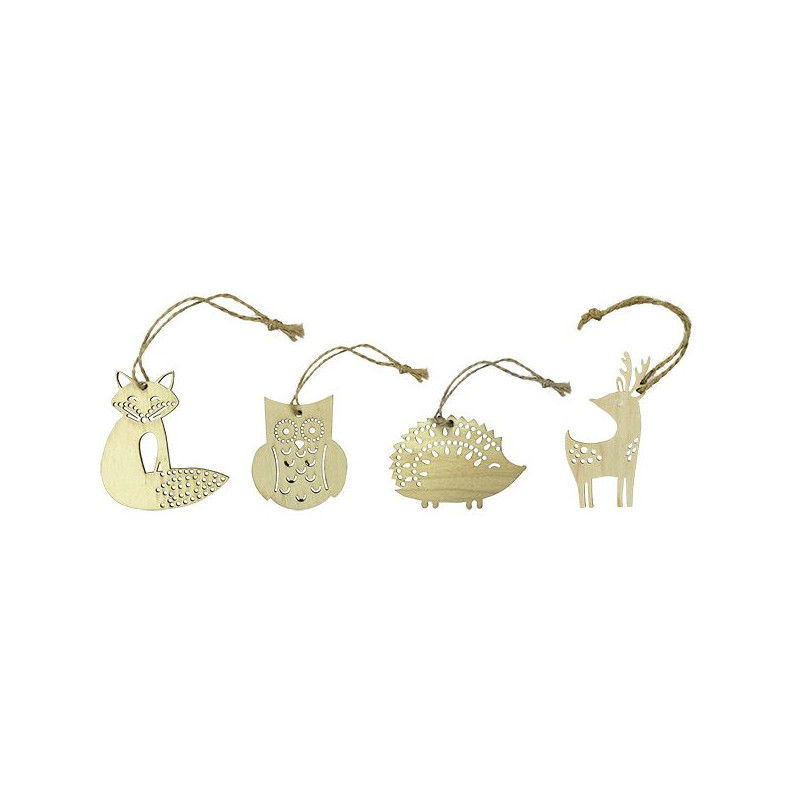 Zawieszki drewniane w drewnianym pudełku (12szt.) 413054