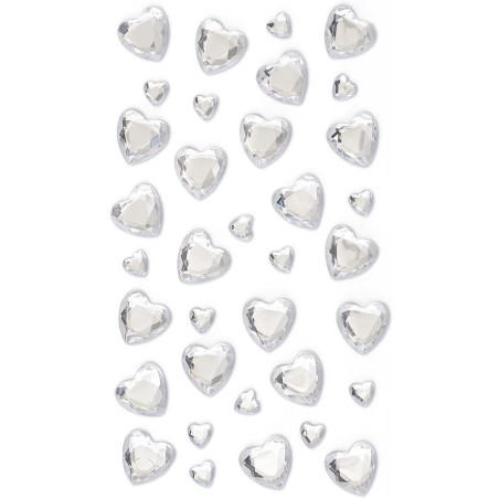 Kryształki samoprzylepne SERCA srebrne (35szt.) 251123 Galeria Papieru