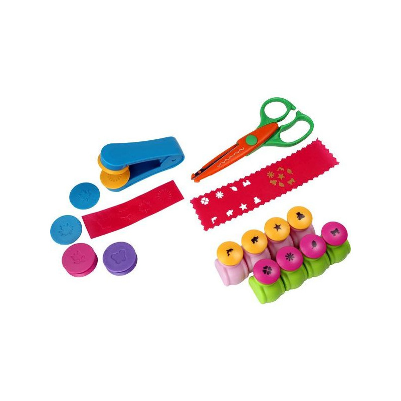 Zestaw kreatywny nożyczki, wytłaczarka+wzory, dziurkacze 242925 TITANUM