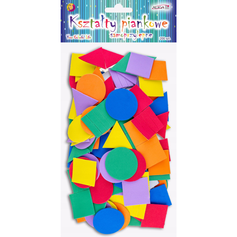 Kształty piankowe 200sztuk kółka,kwadraty,trójkąty,prostokąty KP-5662 ALIGA