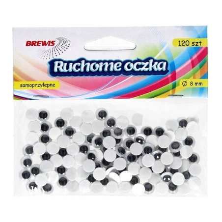 Oczka ruchome okrągłe 8mm (120) samoprzylepne Ro2 BREWIS