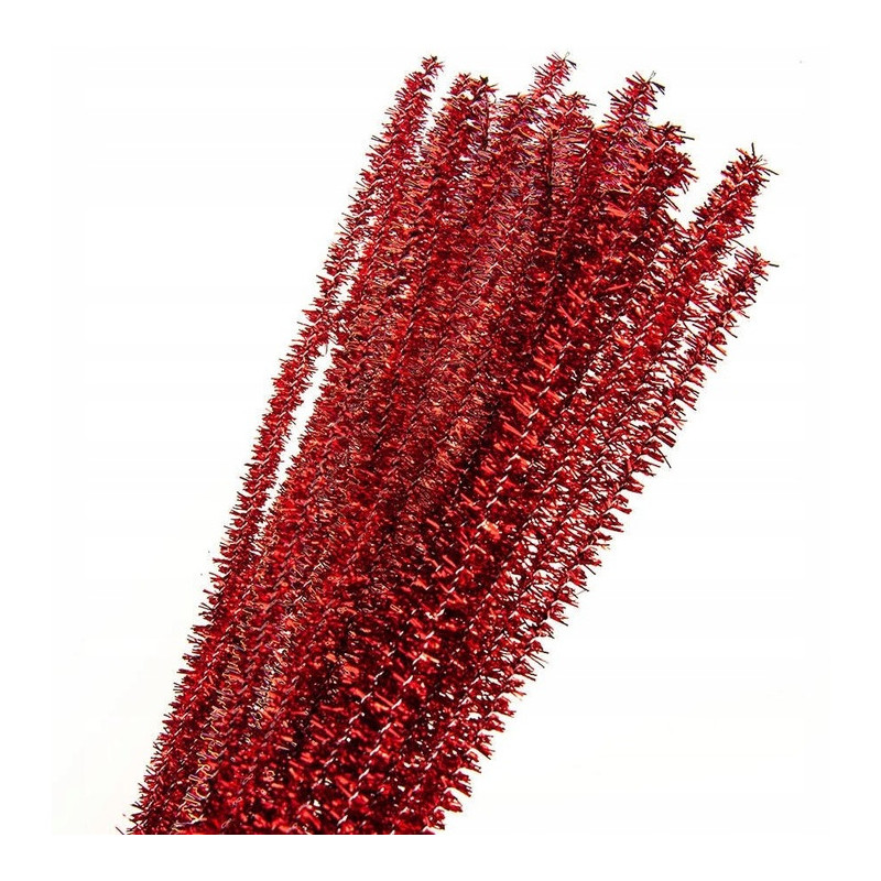 Druty pluszowe DPK-03 czerwone metalizowane