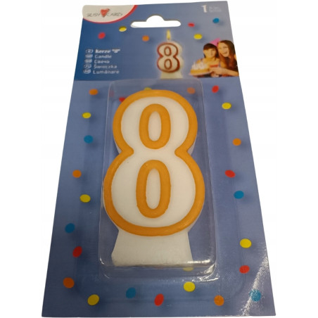 Świeczka jubileuszowa cyfra 8 na urodziny tort 0011142643 HERLITZ