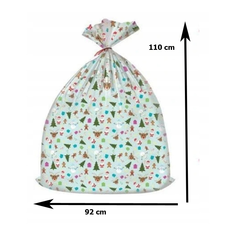 Worek upominkowy CHRISTMAS plastik XXL mix wzorów 92x110 PaKaDo