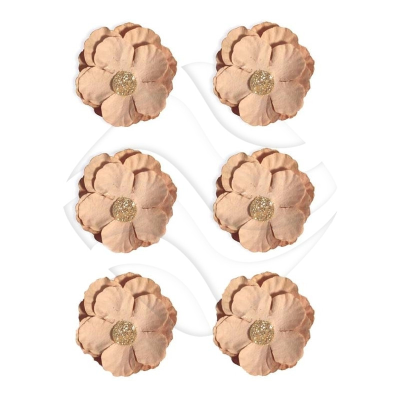 Kwiaty samoprzylepne papierowe CLEMATIS beżowe (6sztuk) 252013 Galeria Papieru