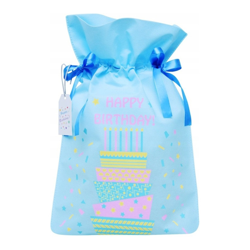 Worek upominkowy materiałowy HAPPY BIRTHDAY 30x45cm PaKaDo