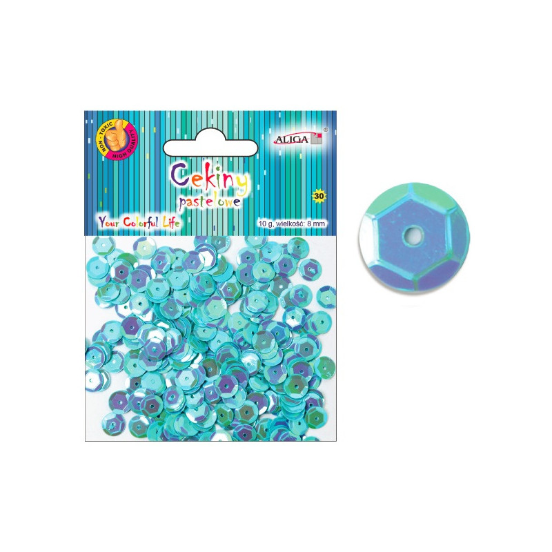 Cekiny pastelowe turkusowe 8mm, 10g. WMT-110(37) ALIGA