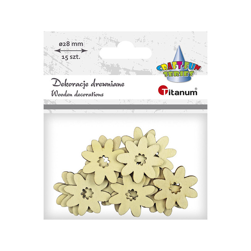 Dekoracje drewniane KWIATY 28mm 12szt. 486030 TITANUM