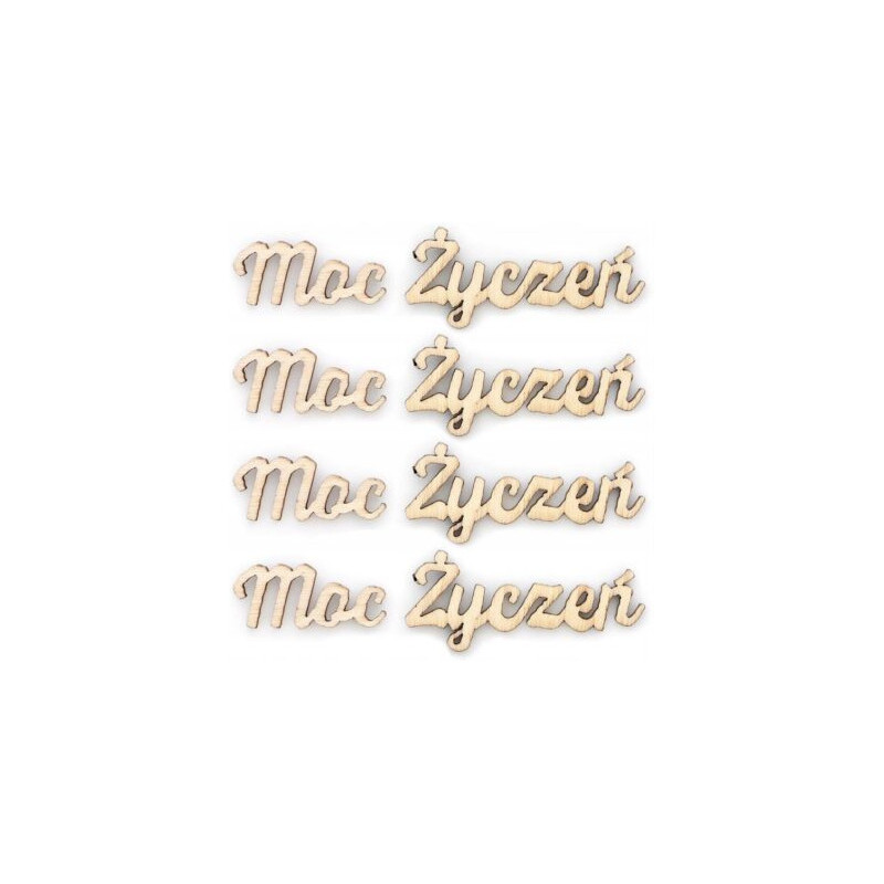 Ozdoby drewniane MOC ŻYCZEŃ (4szt.) 253016 Galeria Papieru