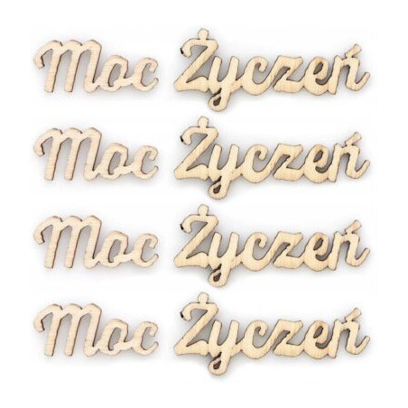Ozdoby drewniane MOC ŻYCZEŃ (4szt.) 253016 Galeria Papieru