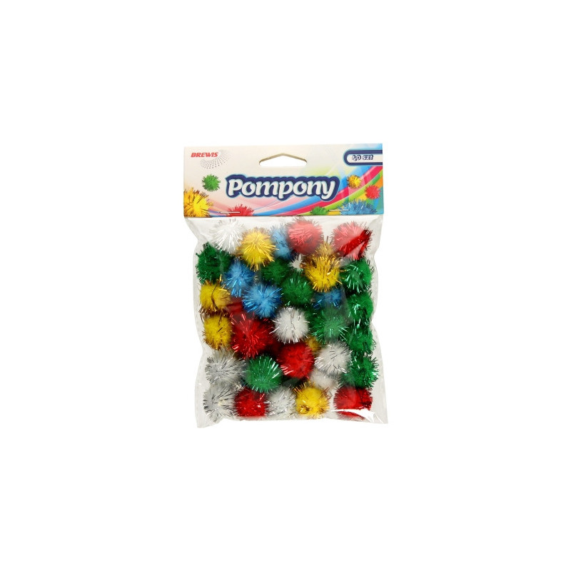 Pompony metaliczne mix kolorów 78sztuk POM05 BREWIS