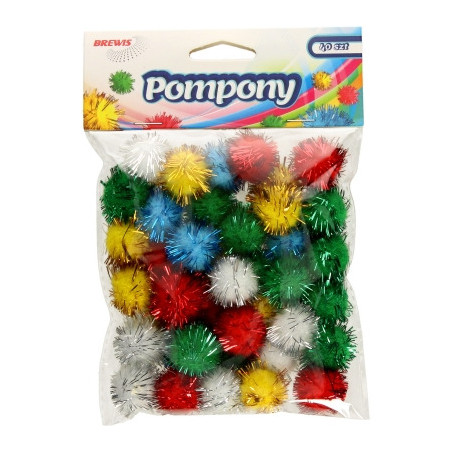 Pompony metaliczne mix kolorów 78sztuk POM05 BREWIS