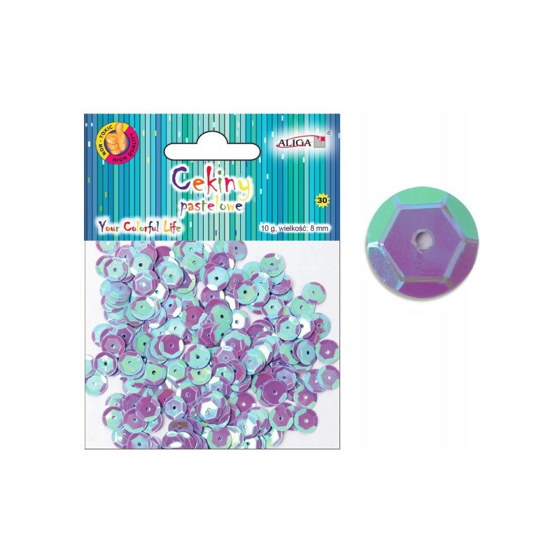 Cekiny pastelowe fioletowe 8mm, 10g. WMT-111(38) ALIGA