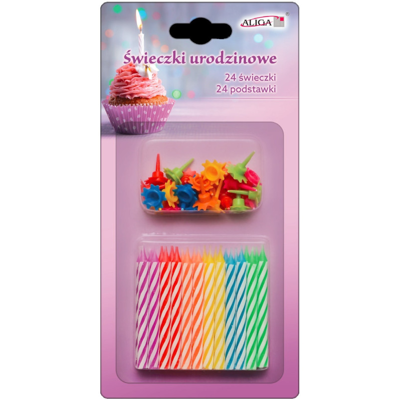 Świeczki urodzinowe 24szt + 24 podstawki SU-2032 ALIGA