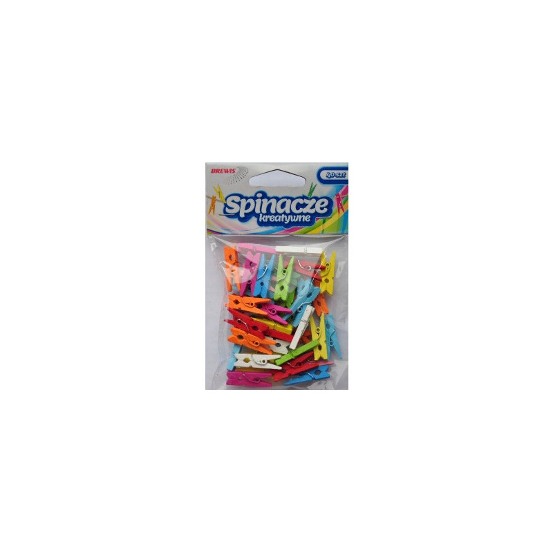 Spinacze-klamerki drewniane ozdobne mix kolorów 2,5cm (40 szt.) BREWIS SPK25
