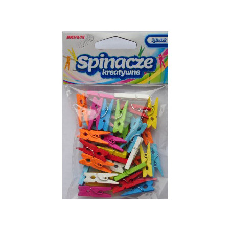 Spinacze-klamerki drewniane ozdobne mix kolorów 3,5cm(20 szt.) BREWIS SPK35