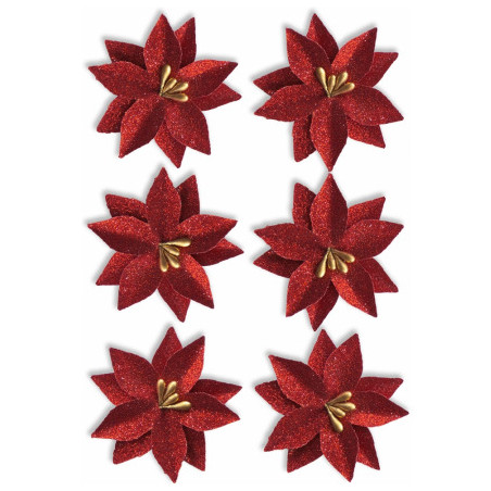 Kwiaty papierowe POINSECJA czerwone (6sztuk) 252037 Galeria Papieru