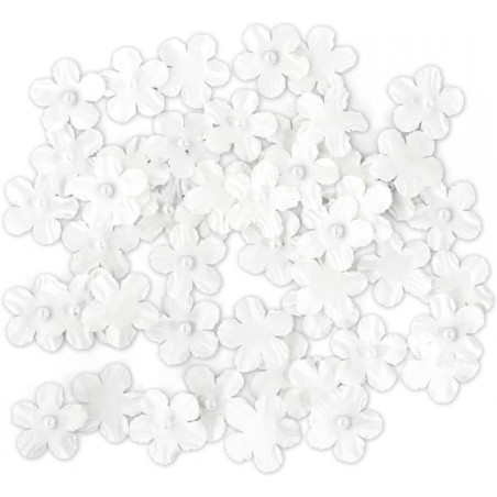 Kwiaty papierowe NIEZAPOMINAJKI z perełką białe (50szt.) 252032 Galeria Papieru