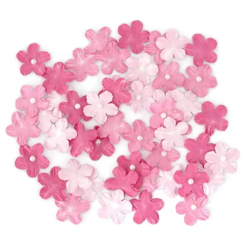 Kwiaty papierowe NIEZAPOMINAJKI z perełką mix różowe (50szt.) 252033 Galeria Papieru