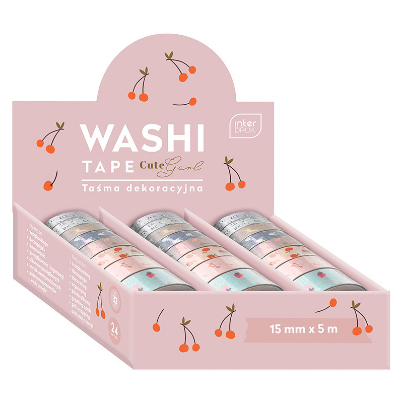 Taśma dekoracyjna 5m CUTE GIRL 8 wzorów opakowanie 24sztuki INTERDRUK