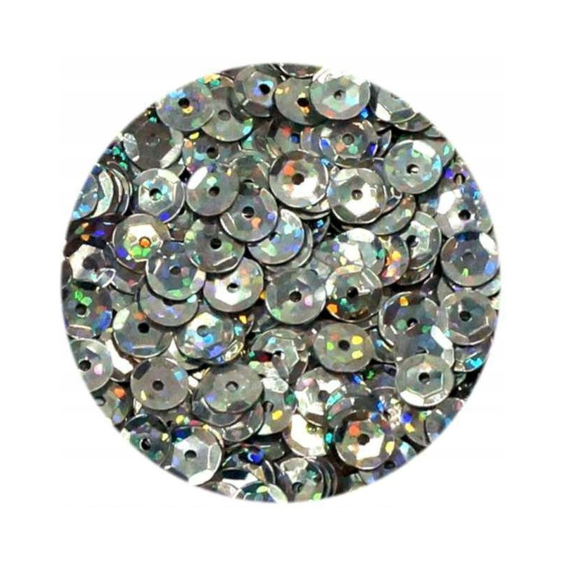 Cekiny błyszczące 8mm srebrne hologramowe H80 BREWIS