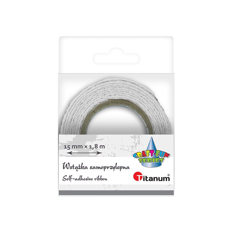 Wstążka koronka bawełniana samoprzylepna biała 15mm 1,8m 373248 TITANUM