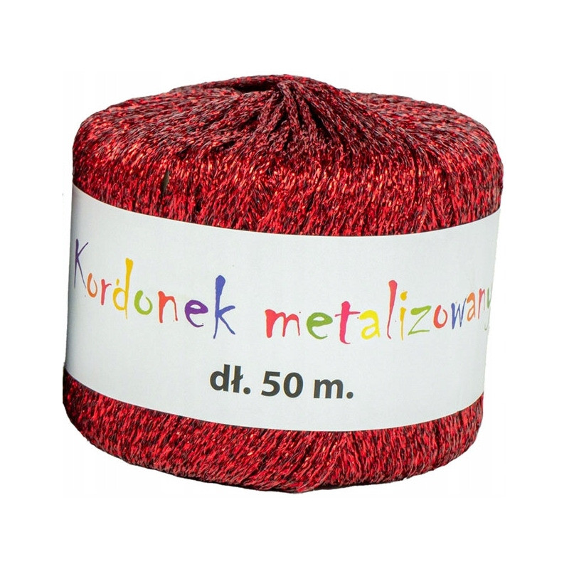 Kordonek metalizowany 2mmx50m czerwony KOB-04 ALIGA