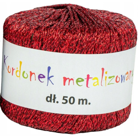 Kordonek metalizowany 2mmx50m czerwony KOB-04 ALIGA