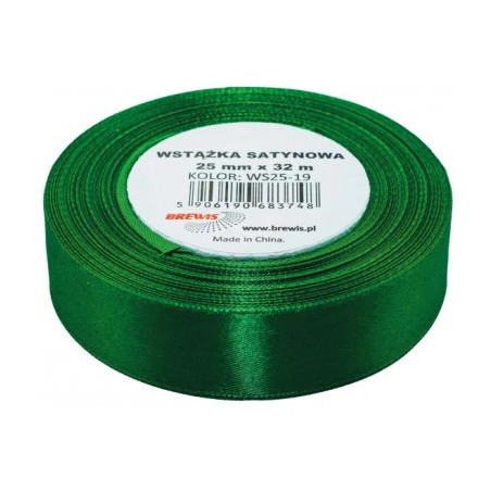 Wstążka satynowa 25mm/32m 19 zielona BREWIS
