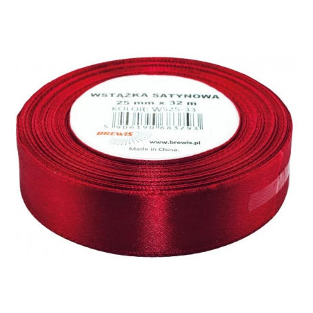 Wstążka satynowa 25mm/32m c.czerwony 33 BREWIS
