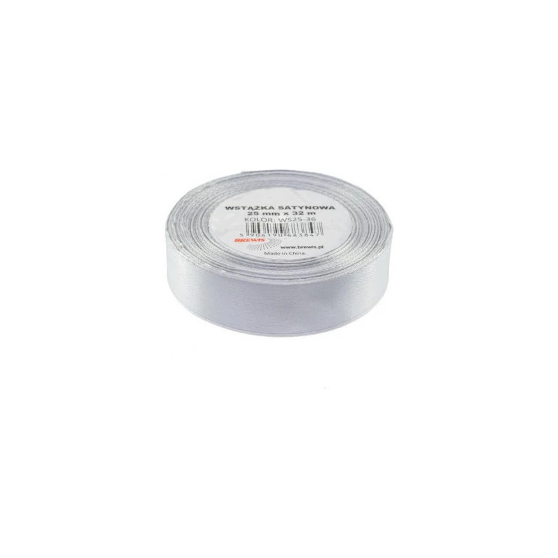 Wstążka satynowa 25mm/32m szary/platynowy BREWIS