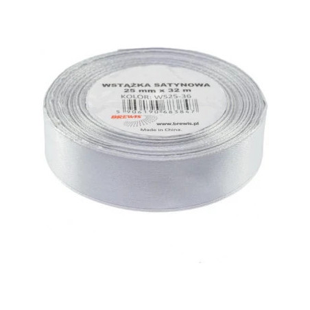 Wstążka satynowa 25mm/32m szary/platynowy BREWIS