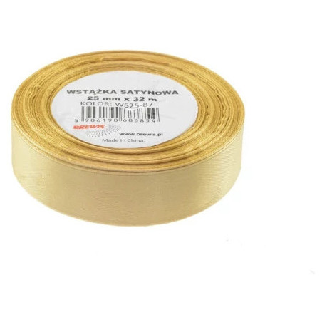 Wstążka satynowa 25mm/32m złota BREWIS