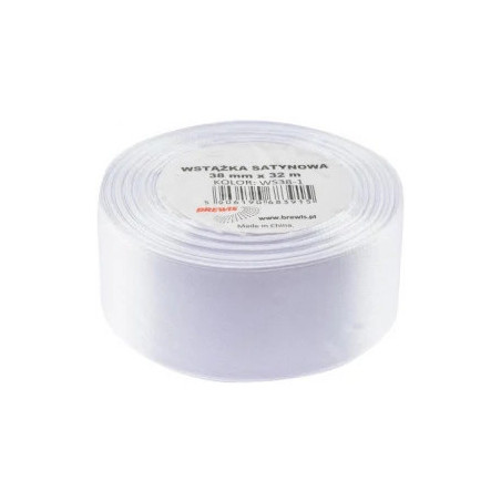 Wstążka satynowa 38mm/32m 1 biała BREWIS