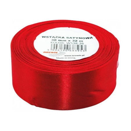 Wstążka satynowa 38mm/32m 26 jasny czerwony BREWIS