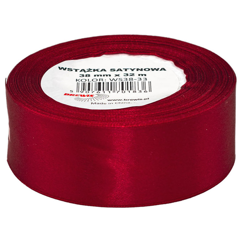 Wstążka satynowa 38mm/32m 33 bordowa BREWIS