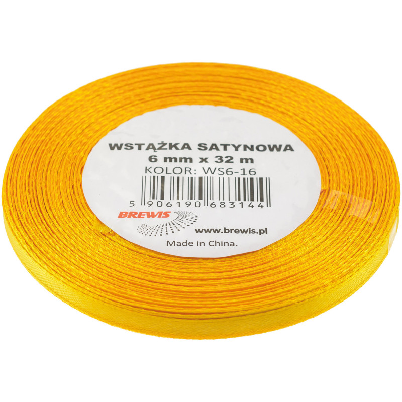 Wstążka satynowa 6mm/32m żółta BREWIS