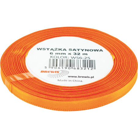 Wstążka satynowa 6mm/32m pomarańczowa BREWIS