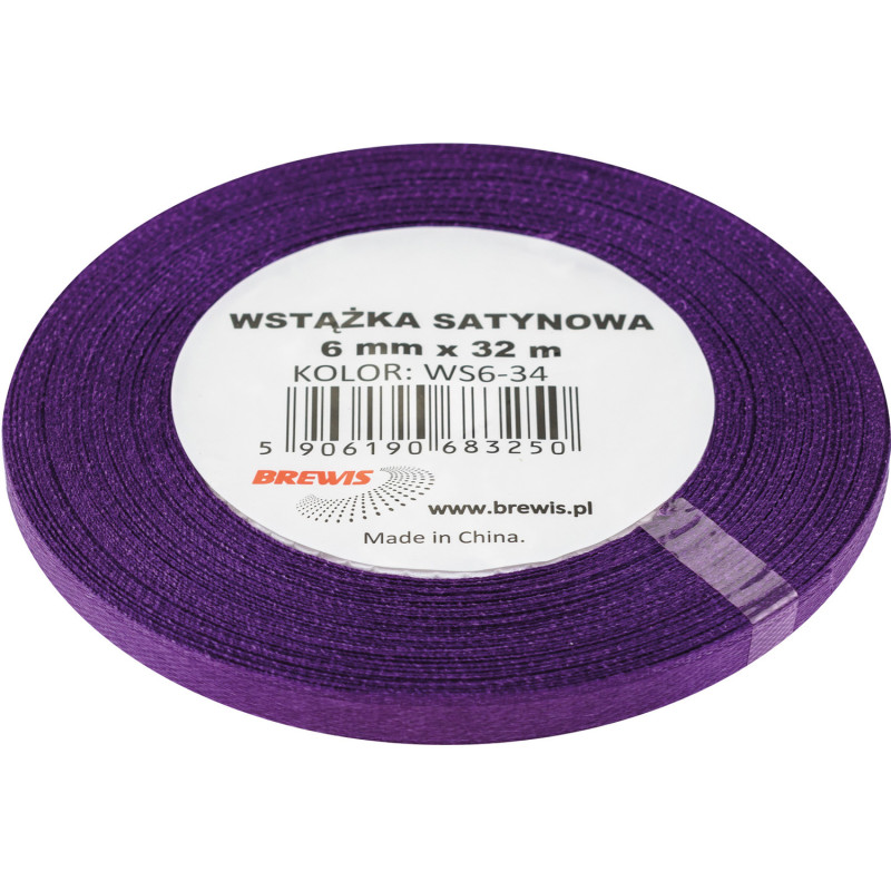 Wstążka satynowa 6mm/32m fioletowy BREWIS