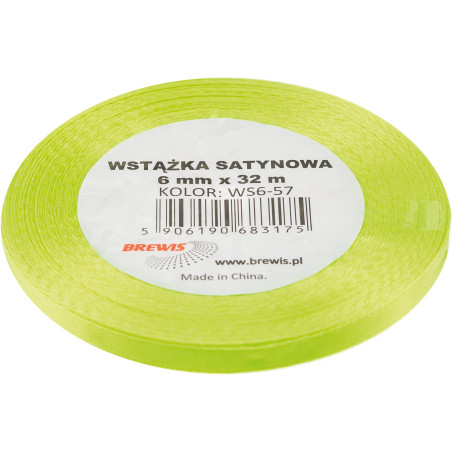 Wstążka satynowa 6mm/32m limonkowy WS6-57 BREWIS