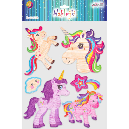 Naklejki wypukłe JEDNOROŻCE mix wzorów 28x35cm NK-0155 ALIGA