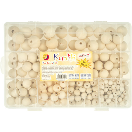 Zestaw koralików drewnianych pudełku 288 szt.PJ-8245 ALIGA