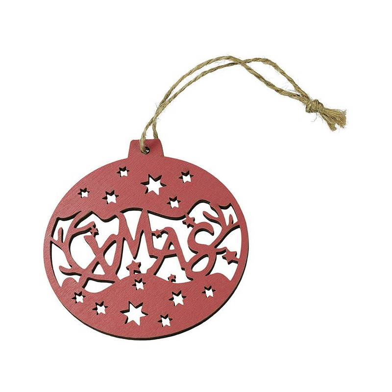 Drewniane zawieszki Bombki kolor z jutowym sznurkiem 3 wzory x 2szt. 413063 TITANUM