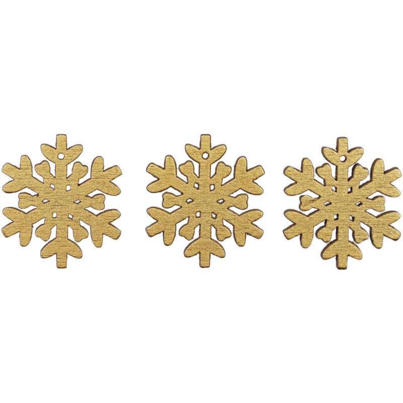 Drewniane płatki śniegu 30mm złote 8szt. 486035 TITANUM