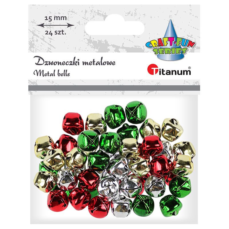 Dzwoneczki metalowe 15mm mix kolorów 24szt. 307919 TITANUM