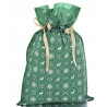 Worek upominkowy materiałowy zielony RENIFERY + PŁATKI ŚNIEGU 20x30cm PaKaDo