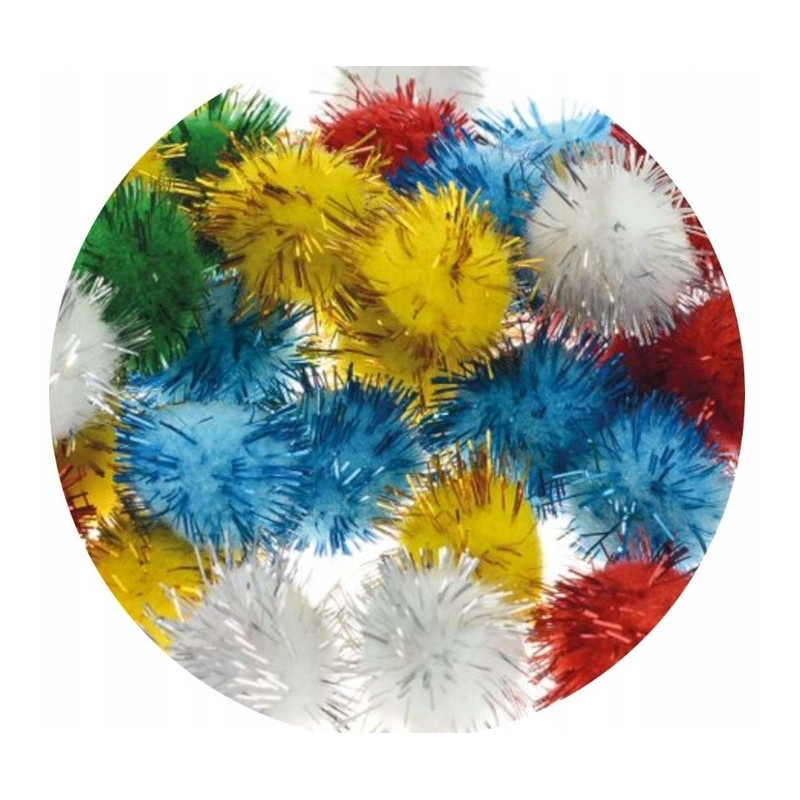 Pompony metaliczne 2cm mix POM21 (40 sztuk) BREWIS