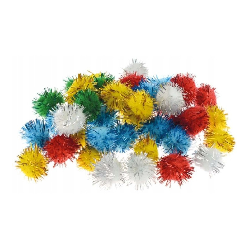 Pompony metaliczne 2cm mix POM21 (40 sztuk) BREWIS