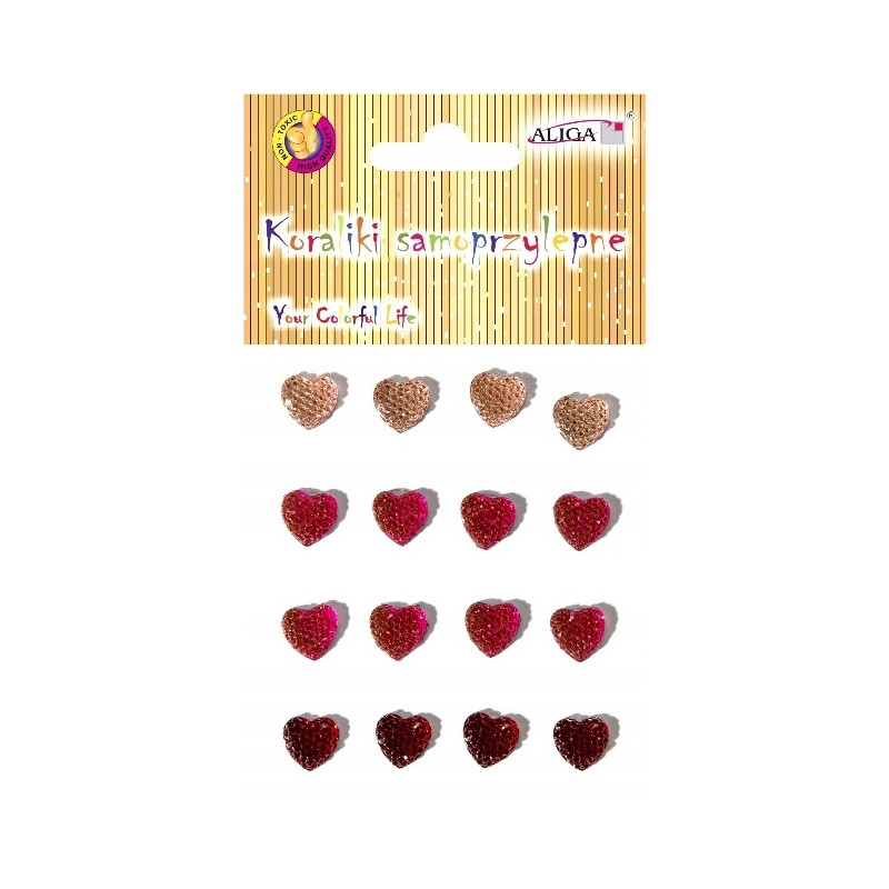 Dżety kryształki samoprzylepne serca 12mm mix kolorów JET-2411 ALIGA